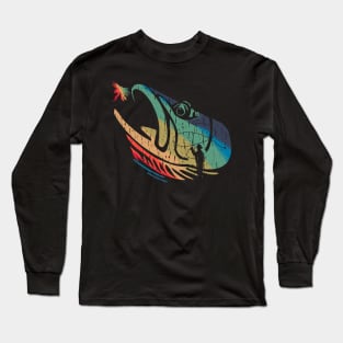 Vintage Distressed Mountain trout Fly Fishing Colorful Fish Art Long Sleeve T-Shirt